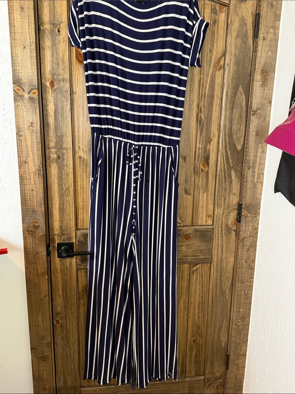 Zenana Outfitters Navy & White Striped Top